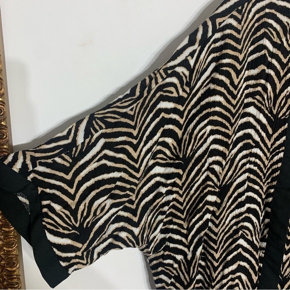 Jaclyn Smith zebra animal print short sleeve open front kimono cardigan large - Picture 4 of 5